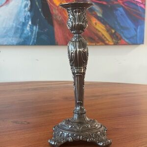 WM Rogers & Son Silverplate Victorian Rose Candlestick Ornate Silverplate